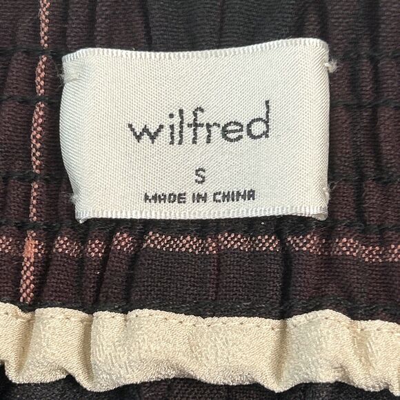 Aritzia Wilfred Women's Size S High Rise Soleste Drawstring Pants Burgundy Plaid - Picture 4 of 7